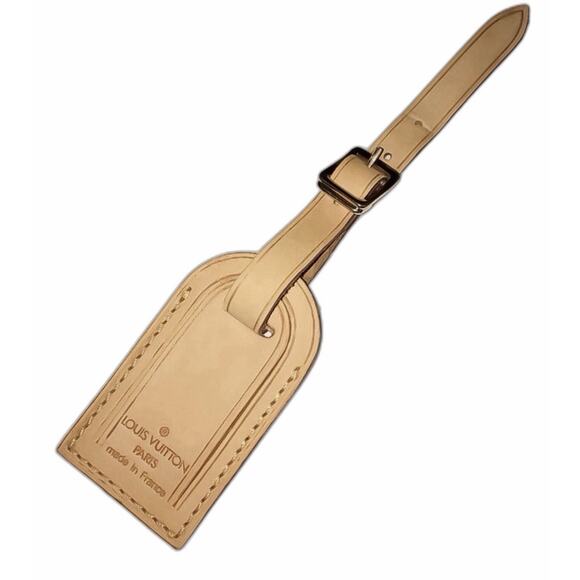 Louis Vuitton Name Tag Small Beige Restored Vintage Tags AUTHENTIC! - Picture 3 of 8
